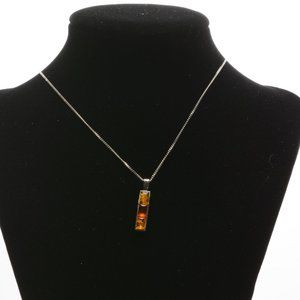 GENUINE BALTIC AMBER 925 STERLING SILVER PENDANT NECKLACE